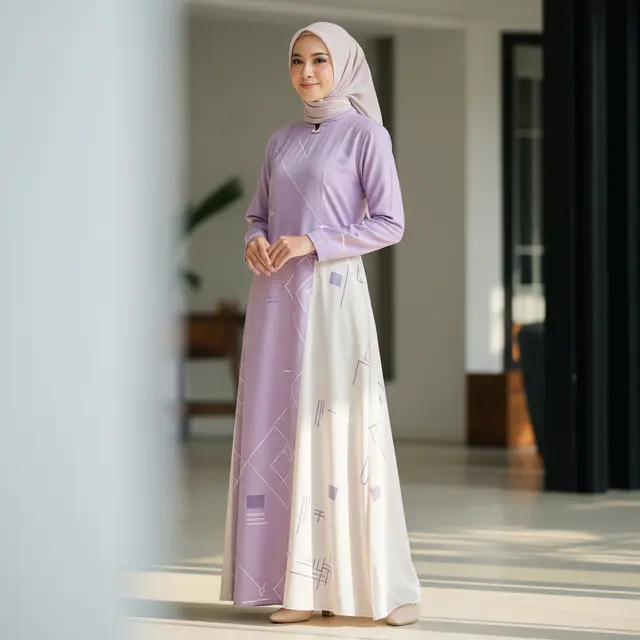 9 Model Gamis Elegan Kombinasi 2 Warna untuk Ramadan 2026