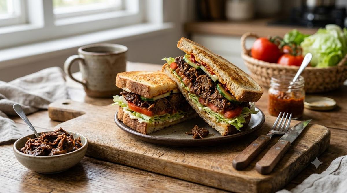 Jadikan Sisa Rendang Sebagai Isian Roti atau Sandwich