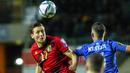 Timnas Belgia masih terlalu perkasa bagi tuan rumah Estonia. Anak asuh Roberto Martinez menang dengan skor 5-2. (Foto: AP/Raul Mee)