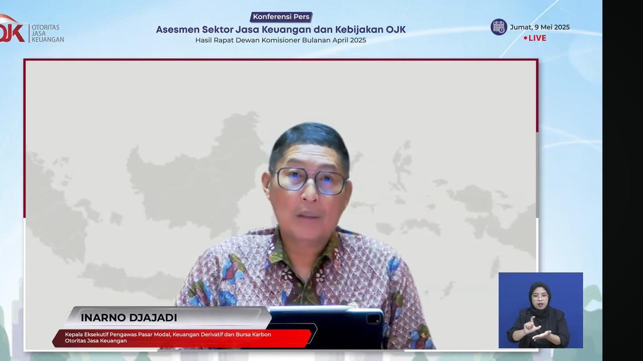 Kepala Eksekutif Pengawas Pasar Modal, Keuangan Derivatif, dan Bursa Karbon OJK, Inarno Djajadi. (Foto: tangkapan layar/Gagas Y)