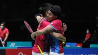 Apriyani Rahayu/Siti Fadia merayakan sukses lolos ke final Malaysia Open 2022. (Dok. PBSI)