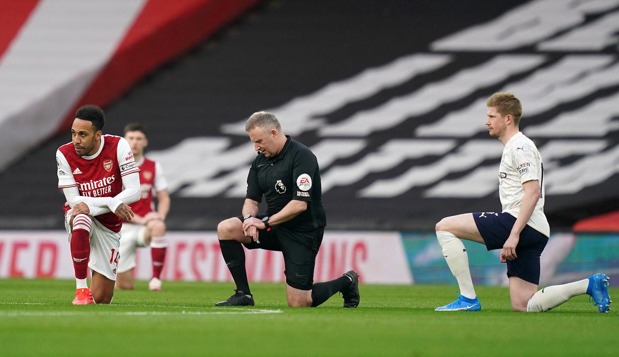 Kedua tim telah bertemu sebanyak 203 kali. Manchester City mencatat 60 kali kemenangan, Arsenal 98 kali kemenangan dan 45 kali sisanya berakhir imbang. (Foto: AFP/Pool/John Walton)
