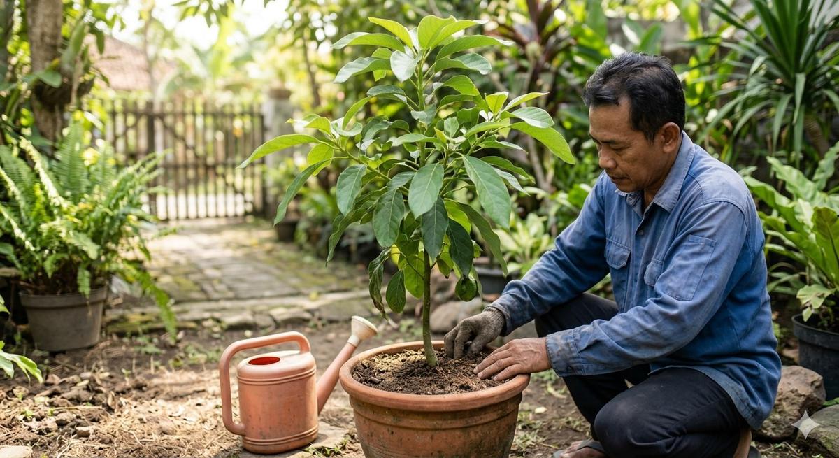 Cara Membuat Pohon Alpukat Stres agar Cepat Berbuah (Foto: Gemini AI)