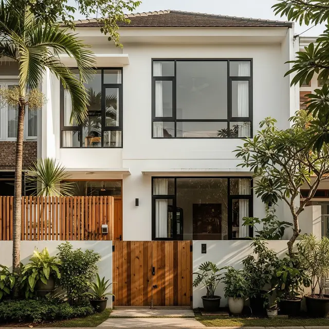 9 Desain Rumah 2 Lantai Sederhana dengan Jendela Besar ala Korea, Harmoni Modern