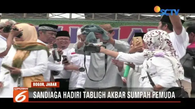 Sandiaga Uno hadiri tabligh akbar untuk memperingati Hari Sumpah Pemuda di Parung Panjang, Bogor.