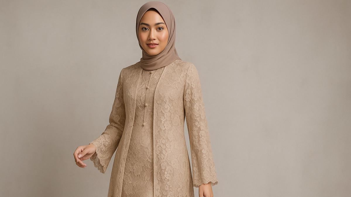7 Model Gamis Brokat Kombinasi Outer Panjang Kekinian 2025, Tampil Elegan dan Modern
