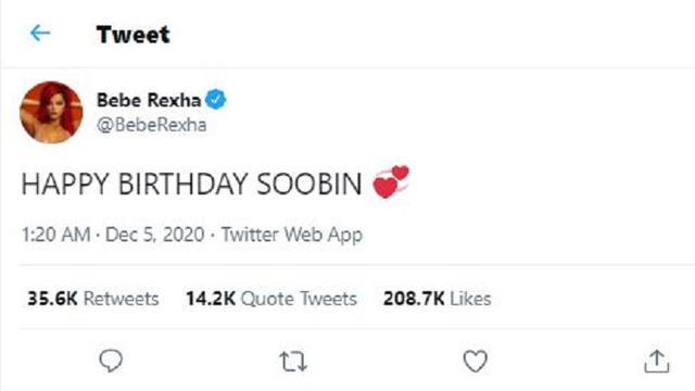 Bebe Rexha - Soobin (Foto: Twitter)