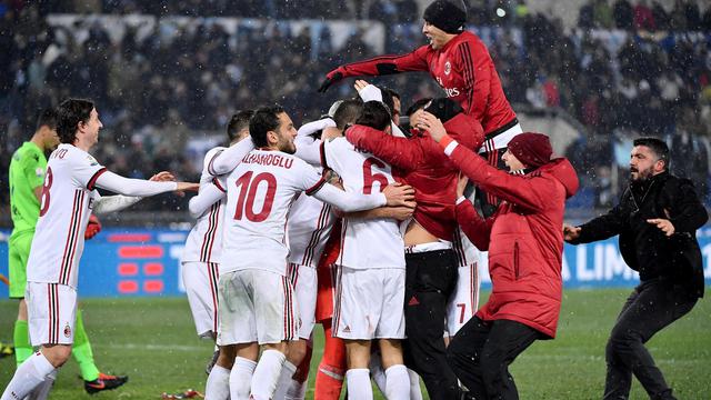 Selebrasi Pemain AC Milan Usai Singkirkan Lazio di Semifinal Coppa Italia