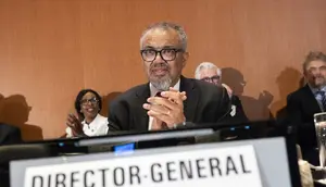 Direktur Jenderal Organisasi Kesehatan Dunia (WHO) Tedros Adhanom Ghebreyesus. (AP/ Key Stones)
