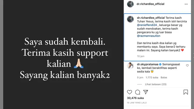 Unggahan dr. Richard Lee. (Foto: Instagram @dr.richardlee_official)
