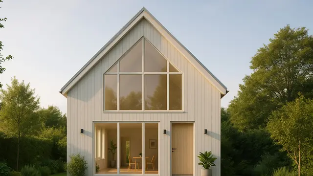 Inspirasi Rumah 2 Lantai Skandinavia dengan Atap Segitiga/via ChatGPT