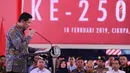 President Direktur PT Mayora Group Andre Atmadja memberikan sambutan pada acara Pelepasan Kontainer Ekspor Mayora ke-250.000 ke Filipina di pabrik Mayora di Cikupa Tangerang, Senin (18/2). (Liputan6.com/Fery Pradolo)