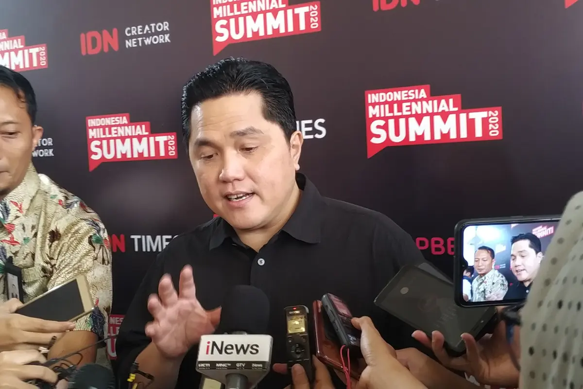 Menteri BUMN Erick Thohir dalam acara Indonesia Millennial Summit yang digelar di Jakarta Selatan, Jumat (17/1/2020).