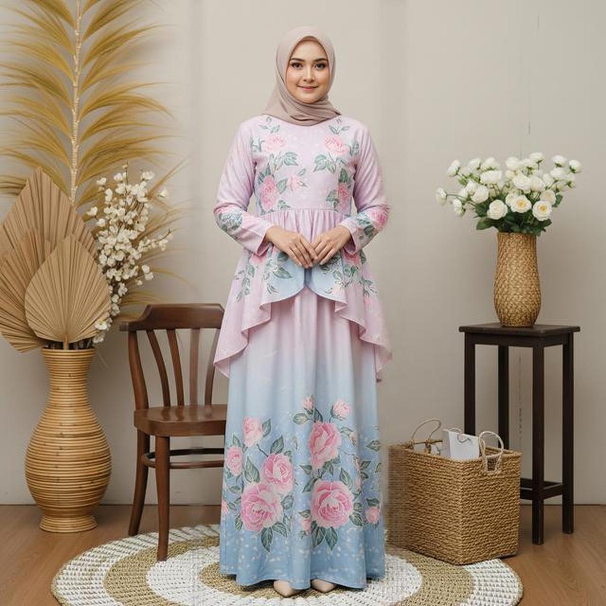 8 Model Gamis Batik Motif Bunga Pastel, Cocok Jadi Tren Busana Muslimah di 2026