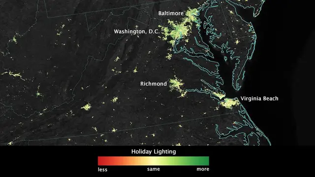 Washington, DC, paling cerah di antara yang lain di AS. (Jesse Allen/NASA Earth Observatory)