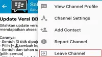 Cara meninggalkan BBM Channel. Liputan6.com/Jeko Iqbal Reza