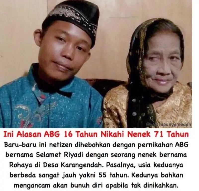 Cinta Mati, Remaja 16 Tahun Minta Dinikahi Nenek Berusia 71 Tahun. (Foto: Instagram/@wartapunyamedan)