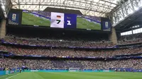Piala Dunia 2026 - Jerman Vs Curacao, tampak papan skor menunjukkan skor 7-1 di Houston Stadium. (Lars Baron / GETTY IMAGES NORTH AMERICA / Getty Images via AFP)