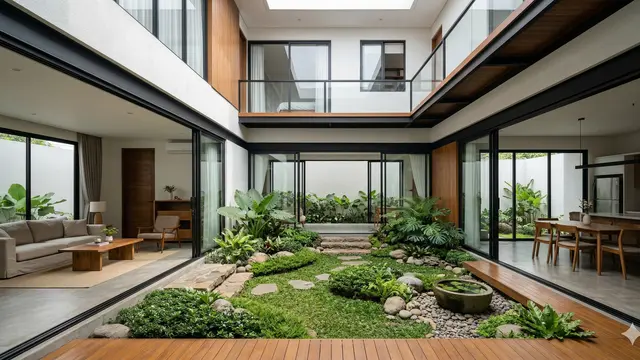 Rumah dengan Inner Courtyard Mini (Foto: Gemini AI)