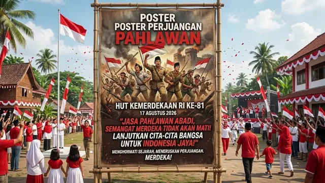 Poster Kemerdekaan 17 Agustus 1945 HUT RI Ke-81 (AI Generated)
