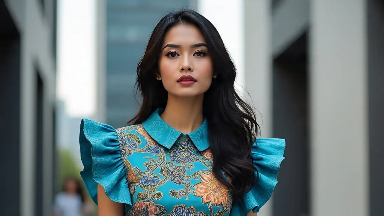 Batik Lengan Ruffle untuk Wanita Feminim