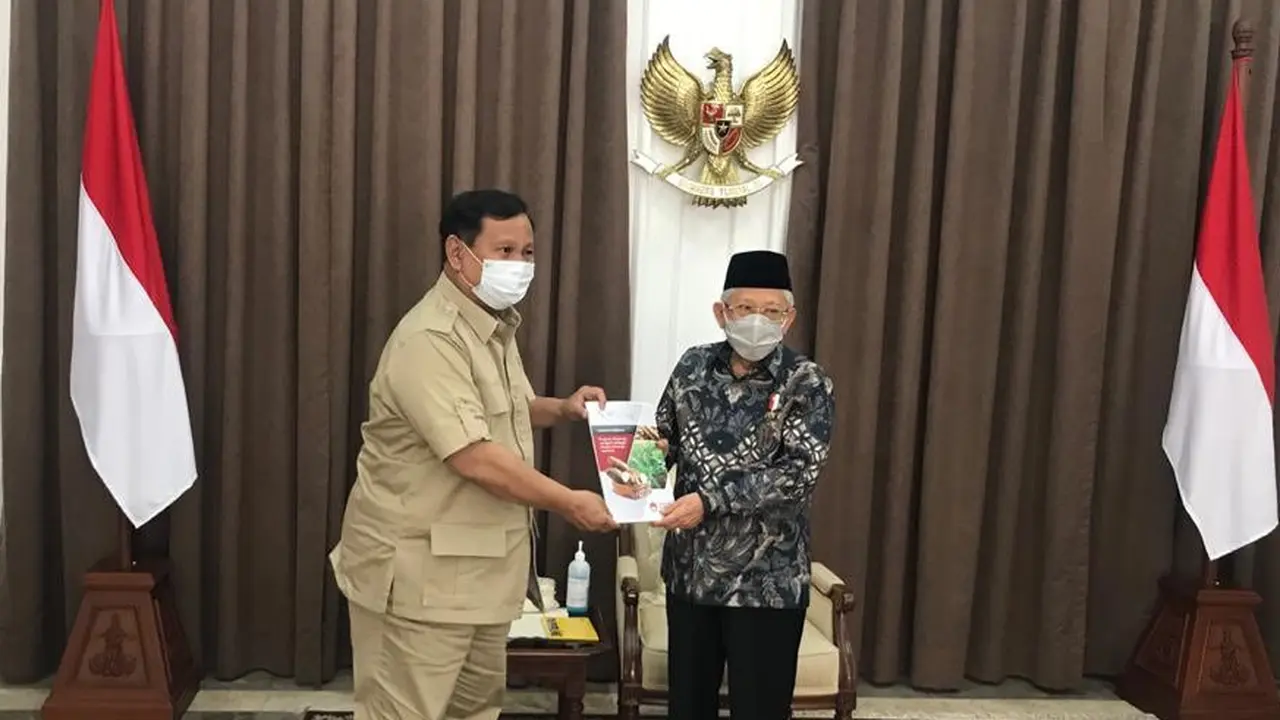 Menhan Prabowo Subianto berkunjung ke rumah dinas Wapres Ma'ruf Amin