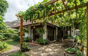 7 Ide Pergola dari Tanaman Sayur Rambat, Halaman Jadi Teduh dan Produktif