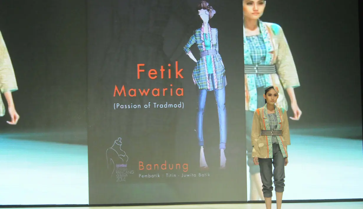 Indonesia Fashion Week (IFW) 2014 kembali menggelar  penampilkan rancangan anak muda kebaya modern dan dinamis dalam Lomba Rancang Kebaya 2014 Majalah Kartini di Jakarta Convention Center, Jakarta, Sabtu (22/2/2014) (Liputan6.com/Rini Suhartini).