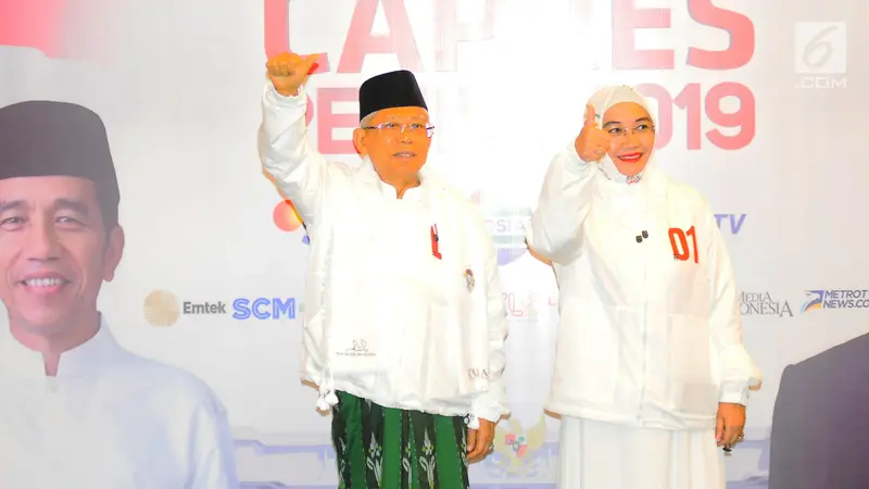 Didampingi Istri, Ma'ruf Amin Hadiri Debat Keempat Pilpres 2019