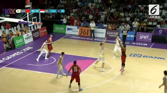 Timnas Basket Putra Indonesia terhenti. Bertanding pada babak perempat final bola basket putra 5x5 di Hall A Gelora Bung Karno (GBK), Indonesia dikalahkan oleh China dengan skor mencolok 63-98.