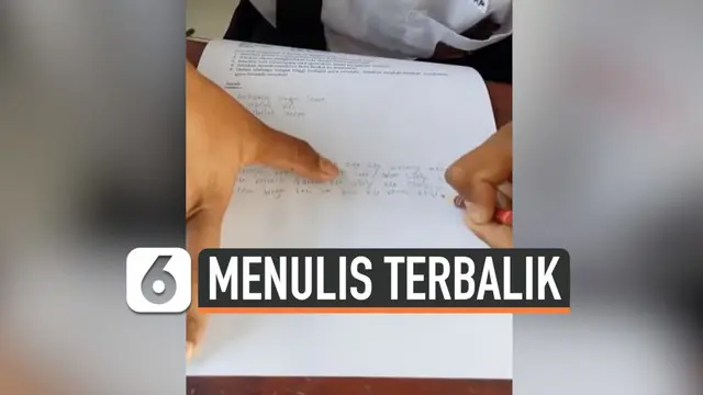 Viral di media sosial, salah seorang murid SMK mempunyai kebiasaan unik. Jika pada umumnya orang menulis pada posisi normal, justru siswa ini menulis dengan posisi terbalik dan menggunakan tangan kiri.