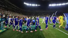 Pemain Jepang tampil di lapangan untuk pertandingan Grup F Piala Dunia 2026 antara Tunisia dan Jepang di Stadion Monterrey di Guadalupe, Meksiko, pada 21 Juni 2026. (Julio Cesar AGUILAR/AFP)