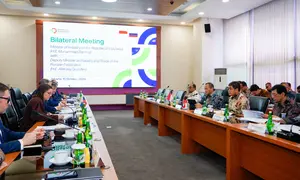 Wakil Menteri Perindustrian dan Perdagangan Federasi Rusia, Alexey Gruzdev, saat menemui Menteri Perindustrian RI Muhammad Sarmuji. (Istimewa)