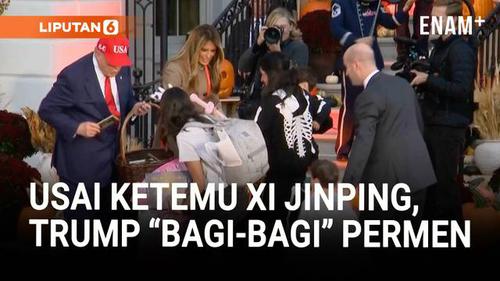 Tanpa Kostum, Trump dan Melania Bagikan Permen Halloween