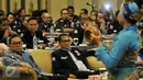 Ketua Umum Partai Amanat Nasional (PAN) Zulkifli Hasan bersama Ketua Umum BM PAN Yandri Susanto saat menghadiri acara pembukaan Rapat Pimpinan Nasional (Rapimnas) di Hotel Kartika Chandra, Jakarta (8/4/2016). (Liputan6.com/Johan Tallo)
