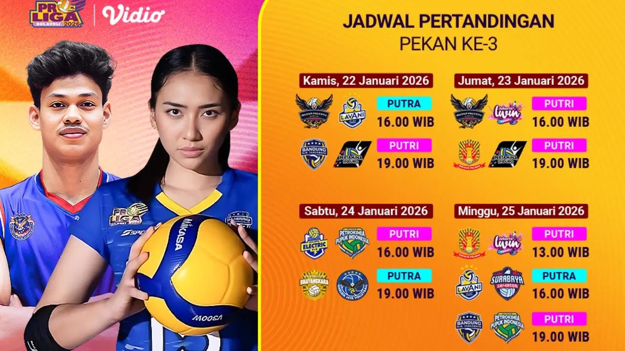 Jadwal Proliga 2026 pekan ke-3 live eksklusif di Vidio. (dok. vidio.com)