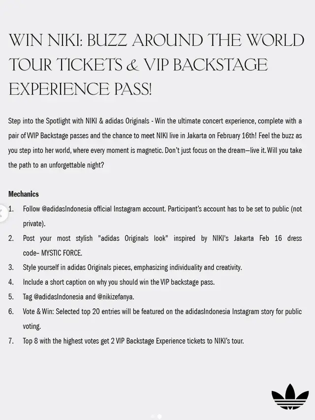 NIKI: Buzz Around The World Tour bersama adidas