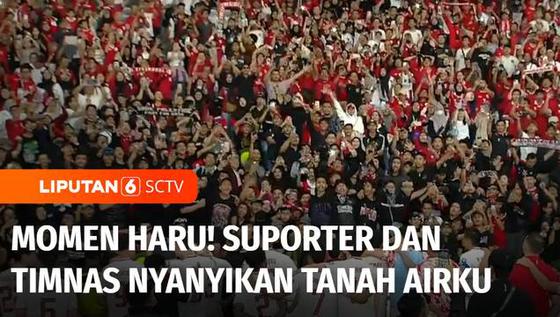 VIDEO: Momen Haru Timnas dan Suporter Rayakan Kemenangan di GBK, Nyanyi Tanah Airku