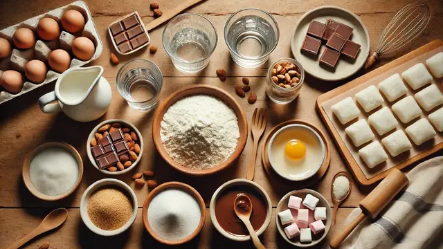 illustrasi bahan-bahan mochi coklat