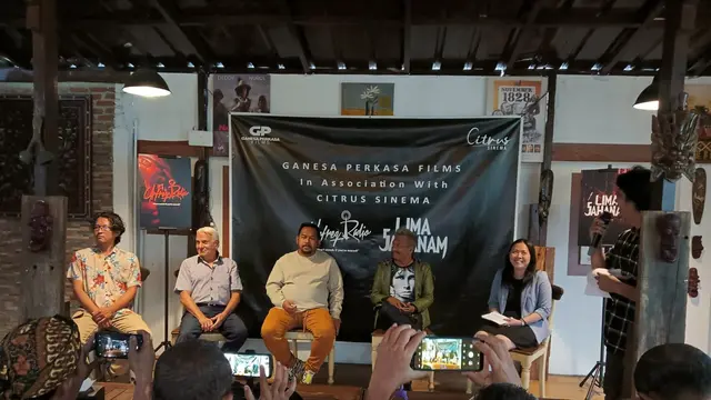 Bedu saat jumpa pers film Unfreq Radio dan 5 Jahanam (ist)
