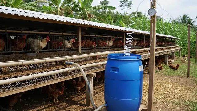 desain kandang ayam yang menghasilkan biogas skala kecil