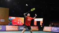 Tunggal putri Indonesia Gregoria Mariska Tunjung saat melawan Hong Kong pada Kejuaraan Bulu Tangkis Asia Beregu 2022 di Setia City Convention Centre, Selangor, Malaysia, Selasa (15/2). (foto: PBSI)