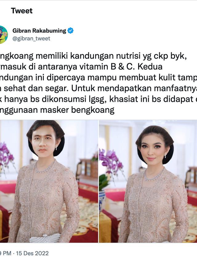 Tips kecantikan ala Gibran Rakabuming. (Foto: Dok. Twitter @gibran_tweet)