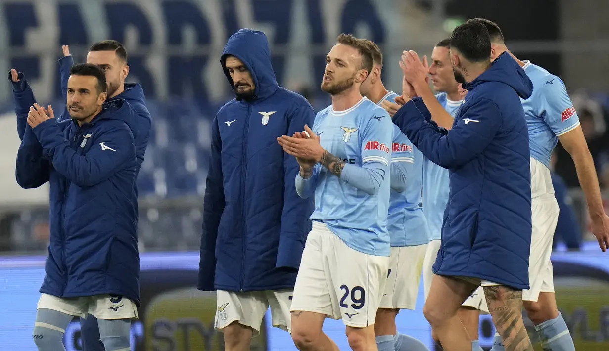 Hingga laga usai skor 1-1 tetap bertahan. Dengan hasil ini Lazio masih tertahan di posisi ketiga klasemen sementara dengan mengemas 38 poin. (AP Photo/Alessandra Tarantino)