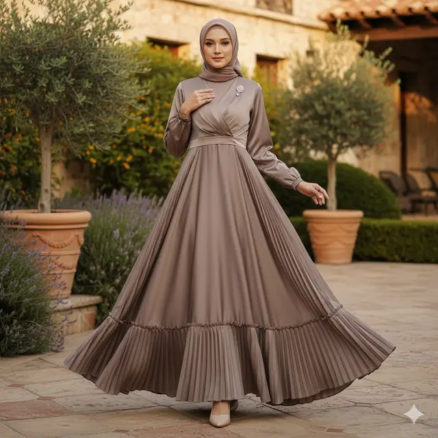 Model Gamis Bahan Satin Terbaru