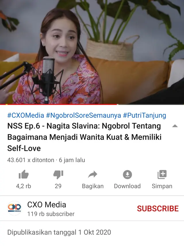 Unggahan Putri Tanjung. (Foto: YouTube CXO Media)
