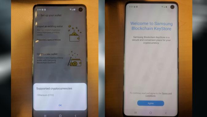 Galaxy S10 tampilkan dukung fitur mata uang kripto. (Doc: Twitter/ @GregiPfister89)