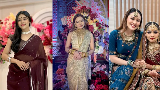 6 Adu Gaya Artis Pakai Baju India Hadiri Resepsi Pernikahan Putri Isnari, Lady Rara hingga Melly Lee