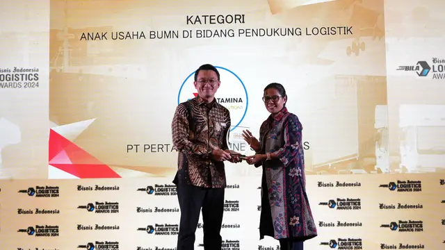 PMSol mendapatkan penghargaan bergengsi Bisnis Indonesia Logistics Awards (BILA) 2024 sebagai Anak Usaha BUMN Terbaik di Bidang Pendukung Logistik. (Liputan6.com/Jayadi Supriadin)