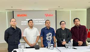 Konferensi pers kasus pembajakan konten Byon Combat Showbiz. (Vidio)